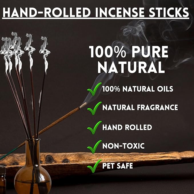 SOUL STICKS Hand-Rolled Incense Sticks Mystic Spirit Blends 180 Gram 12 Pack Box | 100% Natural Masala Incense Organic Home Fragrance Agarbatti (Black Sage)