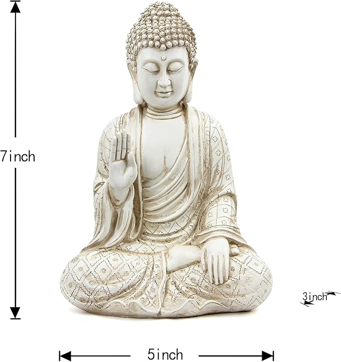 Leekung Buddha statue for home decor accents,laughing buddah statue for meditation zen garden spiritual room feng shui desk table yoga decor,small buda budda home decorations gifts antique ivory white
