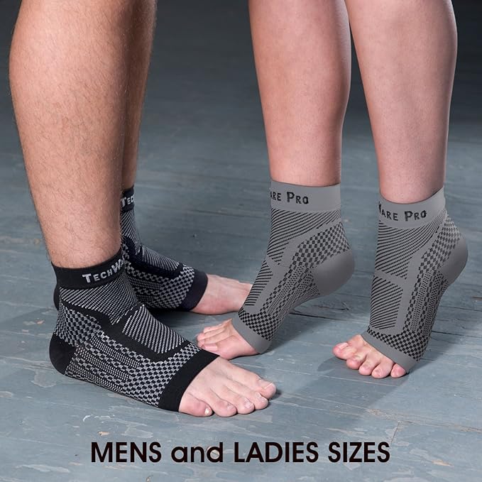 TechWare Pro Ankle Brace Compression Sleeve - Plantar Fasciitis Sock. Relieves Achilles Tendonitis. Foot Arch Support Reduces Joint Pain, Swelling & Heel Spur Pain. Injury Recovery Braces for Sports