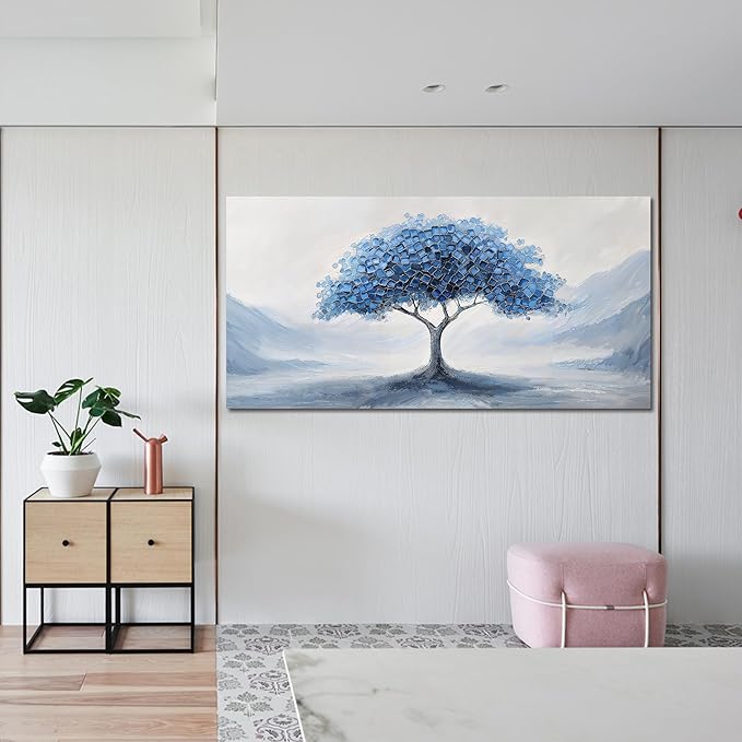 Canvas Wall Art Decor Wall Art Pictures for Living Room Large Tree of Life Wall Art Decorations Abstract Canvas Art Wall Decor Blue Wall Art Prints Artwork for Walls Bedroom Home Decor 24" X 48"