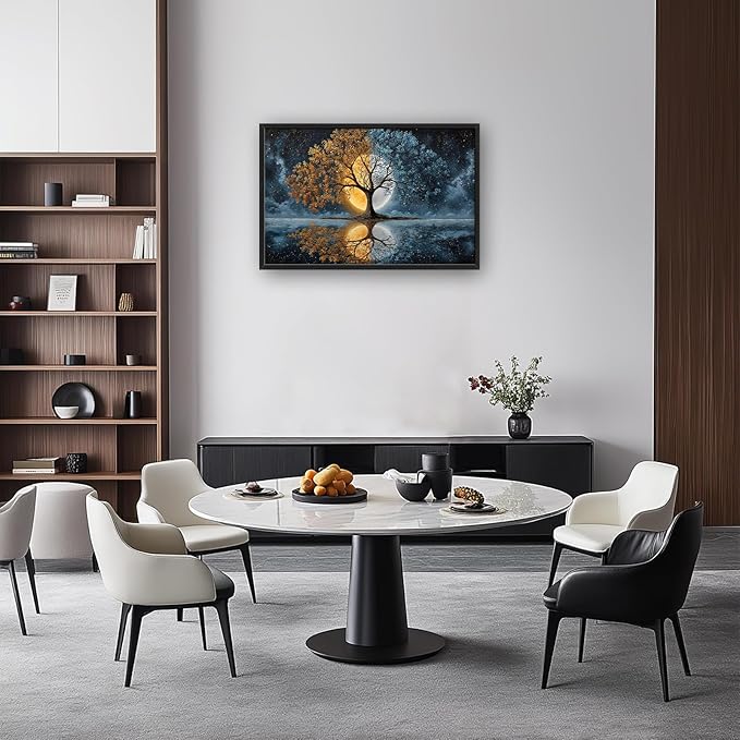 Glocmna Large Tree Wall Art for Living Room Tree of Life Pictures Wall Decor Mysterious Fantasy Landscape Canvas Big Modern Painting Print Artwork Framed Artwork Decorations Gifts for Bedroom Home Office Hotel 24"x36"