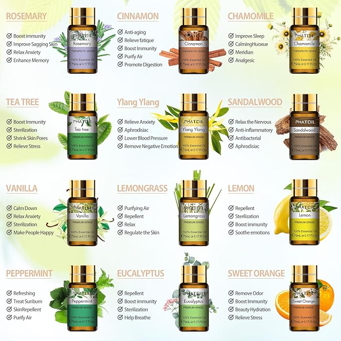 Essential Oils Gift Set 15 x 5ml, Pure Essential Oil Aromatherapy Oil for Skin Care, Hair Care, Bath, Ideal for Humidifier, Diffuser, Relax