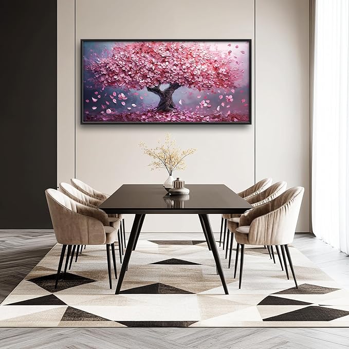 Tree of Life Large Wall Art Abstract Pink Cherry Blossom Pictures Wall Decor Big Floral Tree Canvas Painting Prints Framed Artwork Home Decorations for Living Room Dining Room Bedroom Office 60"x30"