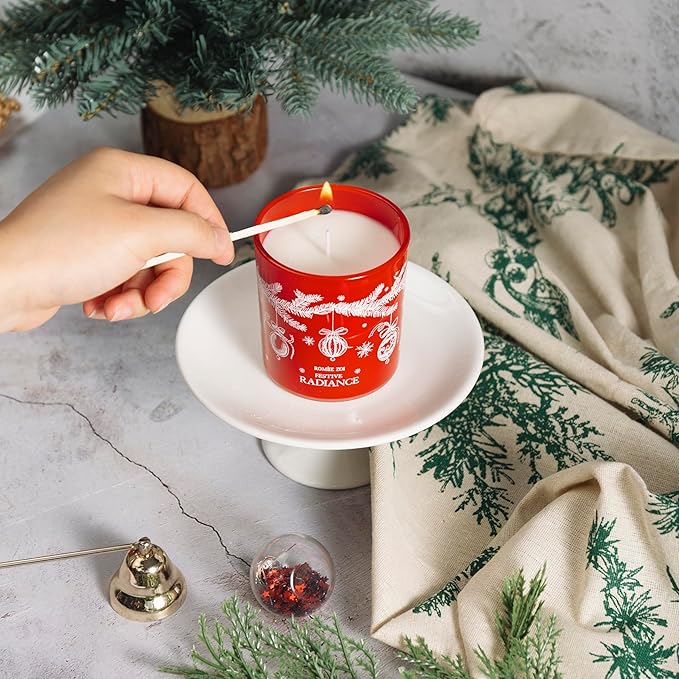 Christmas Scented Jar Candle - 6oz Soy Wax Candle - Festive Radiance Infused with Sweet Pine Aroma - with Beautiful Keepsake Box Special for Christmas/Holiday Gifts