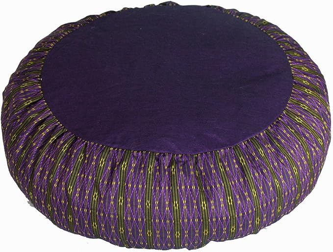 Meditation Cushion Zafu Pillow Buckwheat Fill - Global Weave Fabric Purple