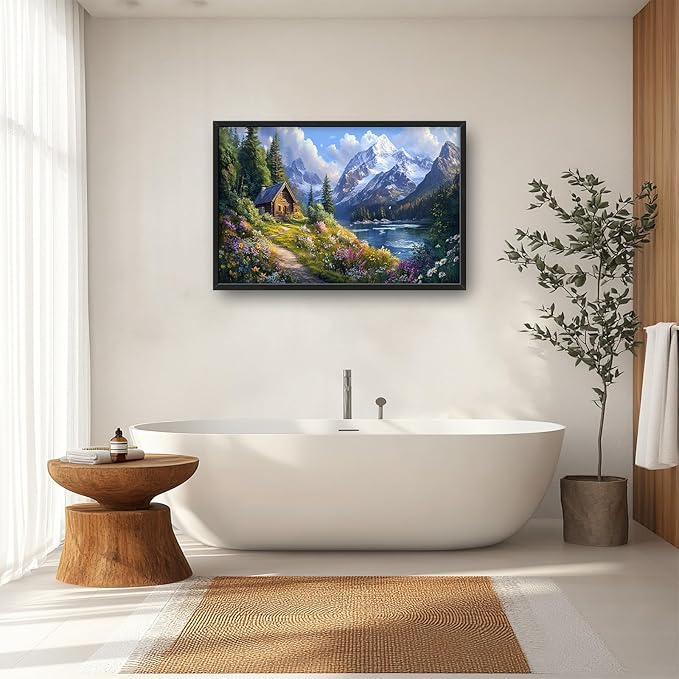 Mountain Wall Art for Living Room, Large Landscape Canvas Wall Decor, Nature Pictures Framed Painting, Landscape Tree Artwork for Bedroom Office Home Decor 36L'' × 24W''