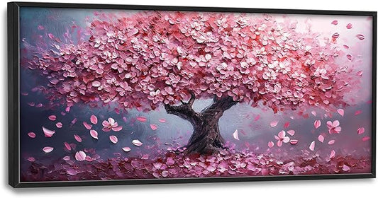 Tree of Life Large Wall Art Abstract Pink Cherry Blossom Pictures Wall Decor Big Floral Tree Canvas Painting Prints Framed Artwork Home Decorations for Living Room Dining Room Bedroom Office 60"x30"