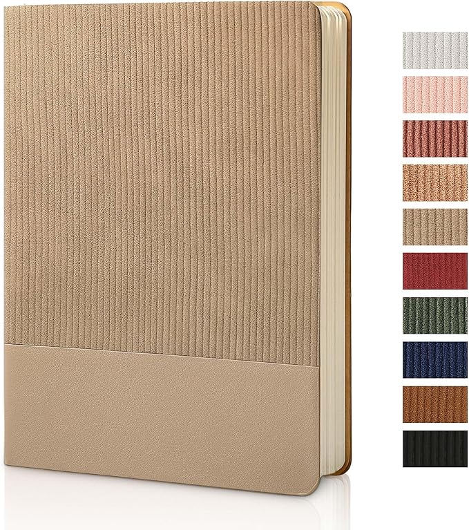 Lined Journal Notebook for Work College Ruled Note Book 5.79"x8.27" A5 PU Leather Daily Journaling 216 Pages for Women Men Writing Home School Supplies Business (A5 Lined 216pages, 01-Khaki)