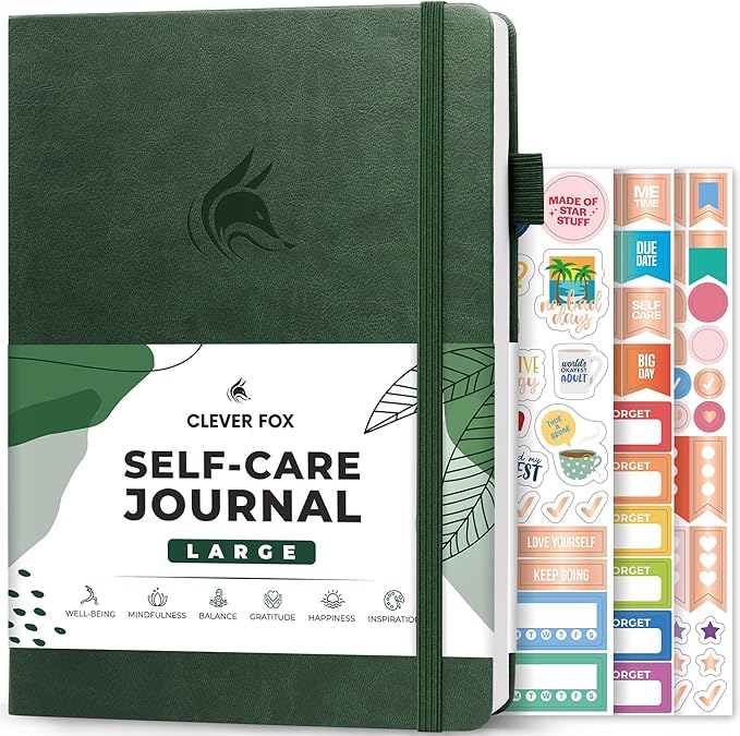 Clever Fox Self-Care Journal – Wellness & Daily Reflection Notebook – Mental Health & Personal Development – Self-Care, Meditation & Mood Journal for Women & Men – Large (Forest Green)