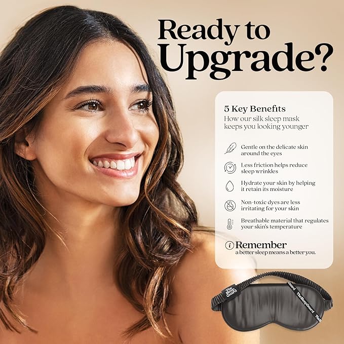 Pure Silk Sleep Mask [100% 6A Mulberry Silk, 22 Momme] Light Blocking Travel Essentials. Eye Masks for Sleeping. Black Oeko-Tex Blindfold. Eye Covers for Men & Women