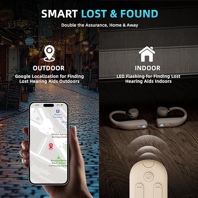 FLYSOUND Rechargeable OTC Hearing Aids with Bluetooth for Seniors & Adults | Experience 80% Speech Recognition Boost & Tinnitus Relief via App | Up to 60dB Gain & AI Noise Reduction | Stylish Gold Des