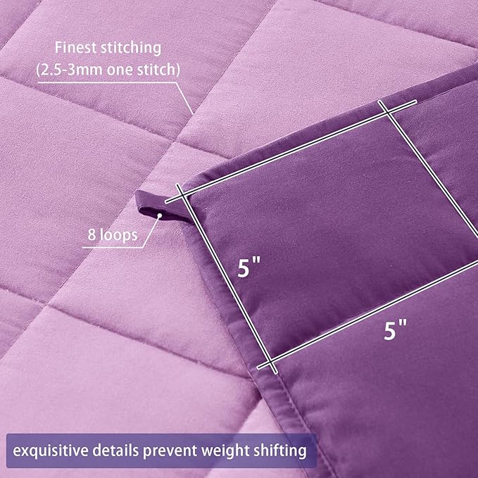 yescool Weighted Blanket for Adults (20 lbs, 88” x 104”, Purple) Cooling Heavy Blanket for Sleeping Perfect for 190-210 lbs, Queen Size Breathable Blanket with Premium Glass Bead, Machine Washable