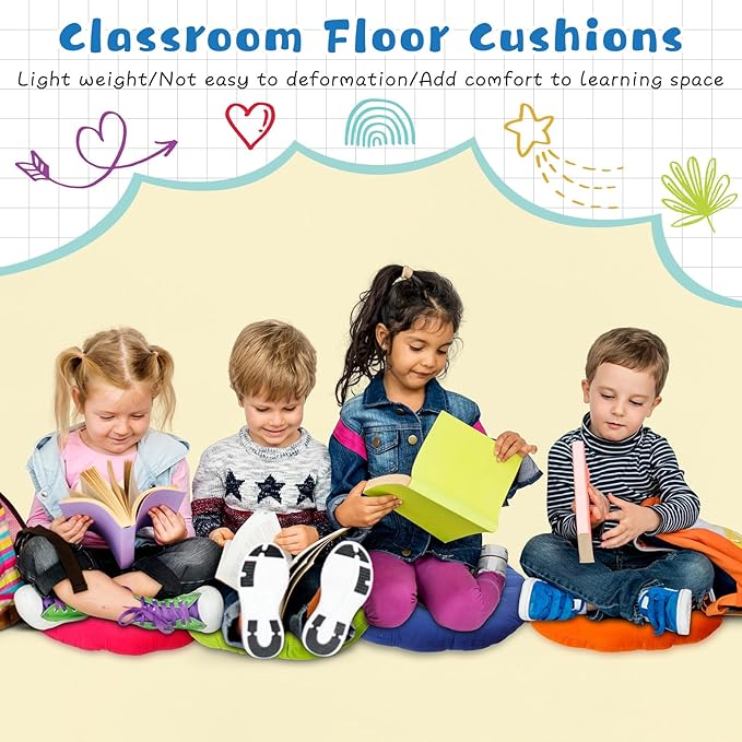 24 Pcs Round Floor Cushions Floor Pillows Meditation Seat Pillows Flexible Seating for Adults Kids, Chair Cushions for Classroom, Nursery, Living Room, Yoga (Small 11.8 Inch,Colorful)