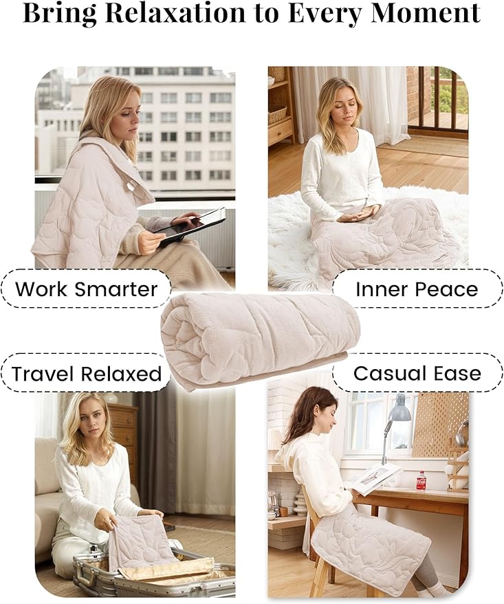 ZonLi Weighted Lap Blanket 5lbs for Meditation, Yoga, Napping, Sleeping and Travel, Cotton Weighted Blanket for Adults,Skin Friendly & Machine Washable, 29x24 inches, Cream White