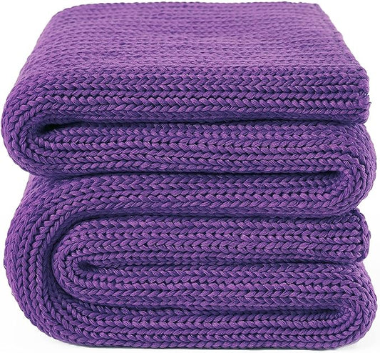 Guohaoi Knitted Weighted Blanket Kids (Purple 50"x60" 5lbs) No Beads Cooling Heavy Blanket, Home Decor Breathable Chunky Knit Throw Blanket for All-Season Use