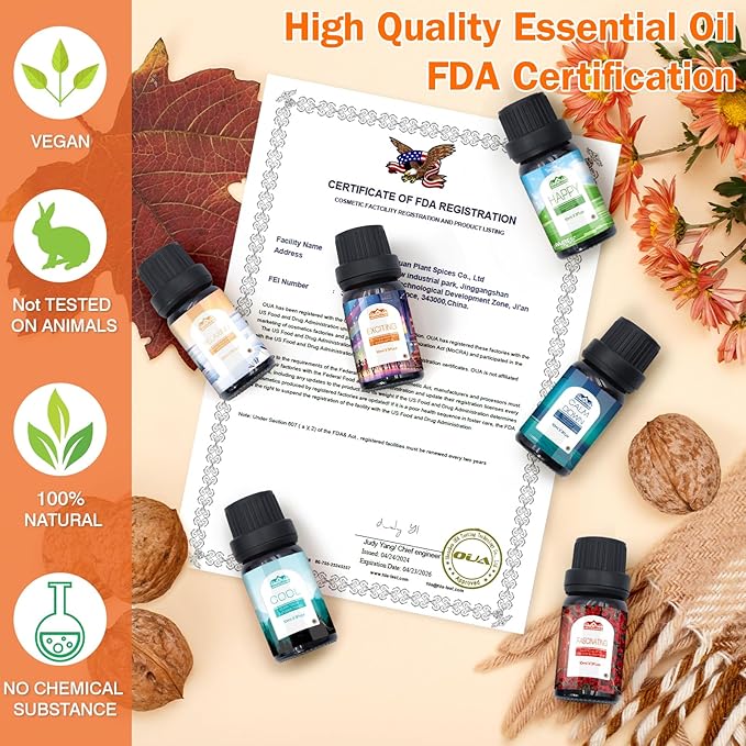 6 Pack Spring Essential Oils Set 10ML Aromatherapy Essential Oil for Diffuser for Home and Car Care Candle Making Lavender Sage Citrus Peppermint and Orchid 2025 Spring