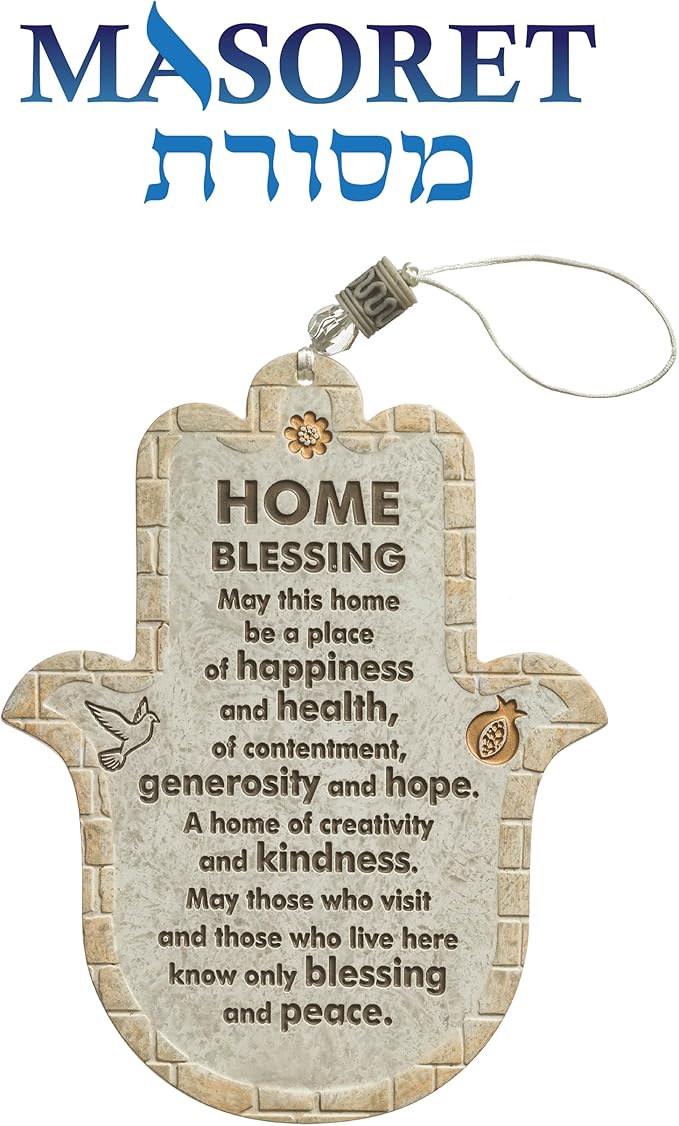 Hamsa Home Blessing Polyresin Wall Hanging - 7.5" Modern Design Decor