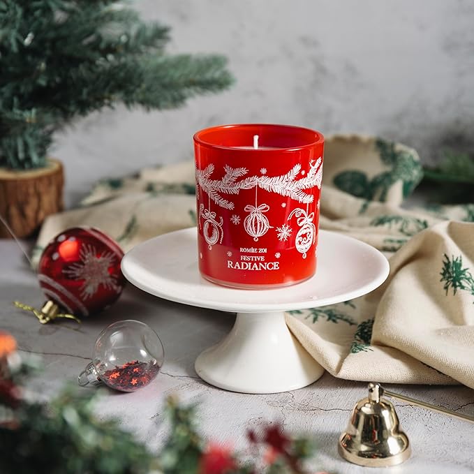 Christmas Scented Jar Candle - 6oz Soy Wax Candle - Festive Radiance Infused with Sweet Pine Aroma - with Beautiful Keepsake Box Special for Christmas/Holiday Gifts