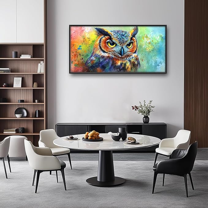 Kylora Owl Wall Art Graffiti Owls Pictures Wall Decor Abstract Banksy Large Master Over Above Bed Canvas Prints Horizontal Modern Artwork Painting Home Office Decorations For Kitchen Bedroom 30"x60"