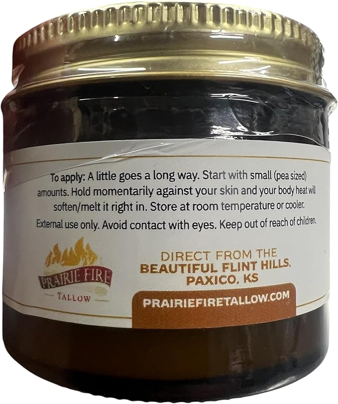 Beef Tallow Balm - 2 oz - Grown and Made in USA - Organic Grass Fed and Finished Tallow - Moisturizing Skin Care Lemon