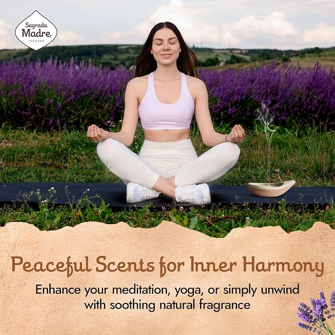 Roses Lavender Incense Sticks by Sagrada Madre - 6 Extra-Long Thick Rod with Lavender, Fruit Base & Natural Oil - Rose Incense Sticks for Relaxation, Good Fortune & Gratitude - 1 Hour Burn Time