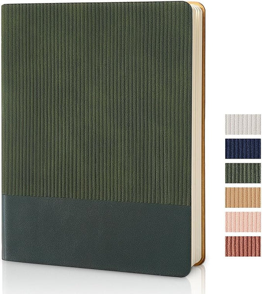 Lined Journal Notebook for Work College Ruled Note Book 7.2"x9.6" B5 PU Leather Daily Journaling 160 Pages for Women Men Writing Home School Supplies Business (B5 Lined 160pages, 03-Dark Green)