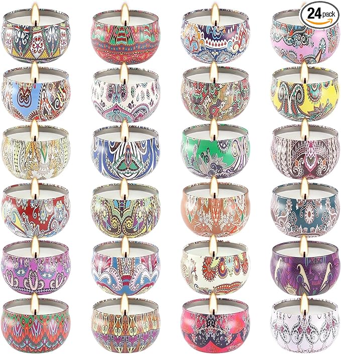 Scented Candles Gift Set, 2.5 oz Soy Wax Aromatherapy Candle for Home, Romantic Candles Gift for Mother Day Christmas Valentines Birthday (24 Pack)