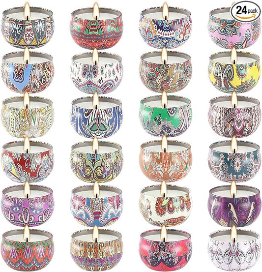 Scented Candles Gift Set, 2.5 oz Soy Wax Aromatherapy Candle for Home, Romantic Candles Gift for Mother Day Christmas Valentines Birthday (24 Pack)