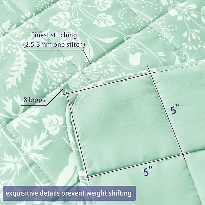 yescool Weighted Blanket for Adults (20 lbs, 60” x 80”, Cerulean) Cooling Heavy Blanket for Sleeping Perfect for 190-210 lbs, Queen Size Breathable Blanket with Premium Glass Bead, Machine Washable