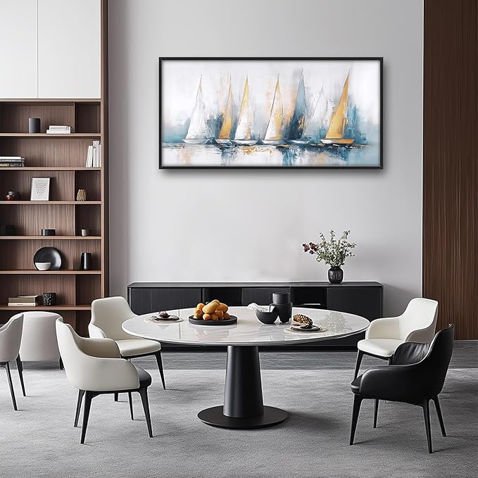 Sailboat Wall Art Abstract Nautical Pictures Wall Decor Framed Canvas Prints Artwork Paintings Home Office Decorations for Living Room Bedroom Dinning Room Corridor 60"x30"