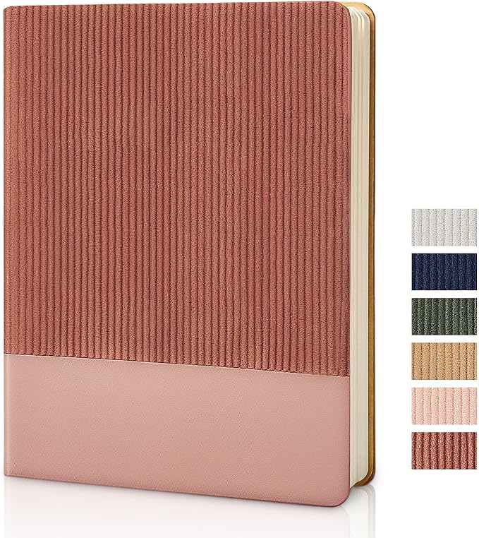 Lined Journal Notebook for Work College Ruled Note Book 7.2"x9.6" B5 PU Leather Daily Journaling 160 Pages for Women Men Writing Home School Supplies Business (B5 Lined 160pages, 02-Dark Pink)