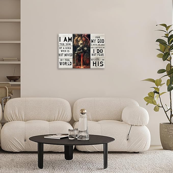Olivine Christian Wall Art Bible Verse Scripture Pictures Wall Decor, Lion Of Judah Paintings God Canvas Prints, Framed Artwork for Bathroom Bedroom Living Room Office Home Decoration 24"x20"