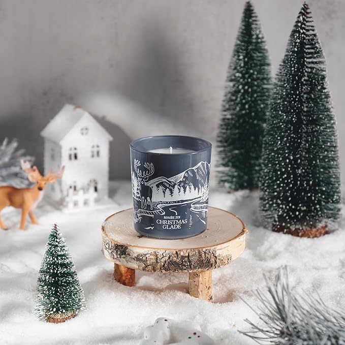Christmas Scented Jar Candle - 6oz Soy Wax Candle - Glade Infused with Winter Woods Aroma - with Beautiful Keepsake Box Special for Holiday Gifts