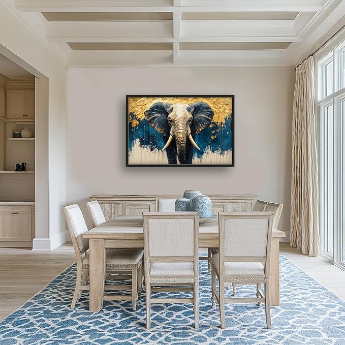 Elephant Large Wall Art Elephant Big Pictures Wall Decor Wild Animals Above Over Bed Canvas Prints Painting Framed Artwork Decoration for Bedroom Living Room Bathroom Office 36"x24"