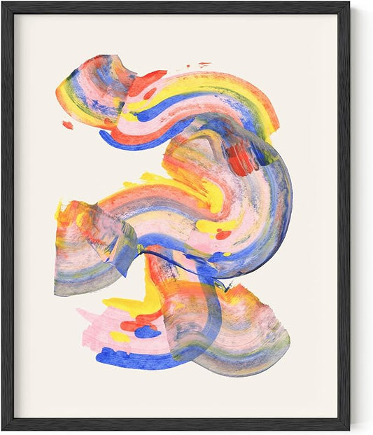 HAUS AND HUES Colorful Abstract Wall Art - Minimalist Retro Picture for Living Room Decor, Red and Pink Modern Wall Art Painting (Abstract Watercolor Swirls, Unframed, 16x20)