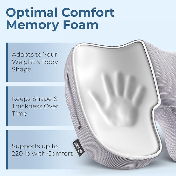 5 STARS UNITED Seat Cushion for Tailbone Pain Relief – Memory Foam Cushion for Coccyx, Hip, Hemorrhoid, Sciatica & Post-Surgery Recovery – Wheelchair, Car, Desk, Gaming & Office Chairs, L Gray