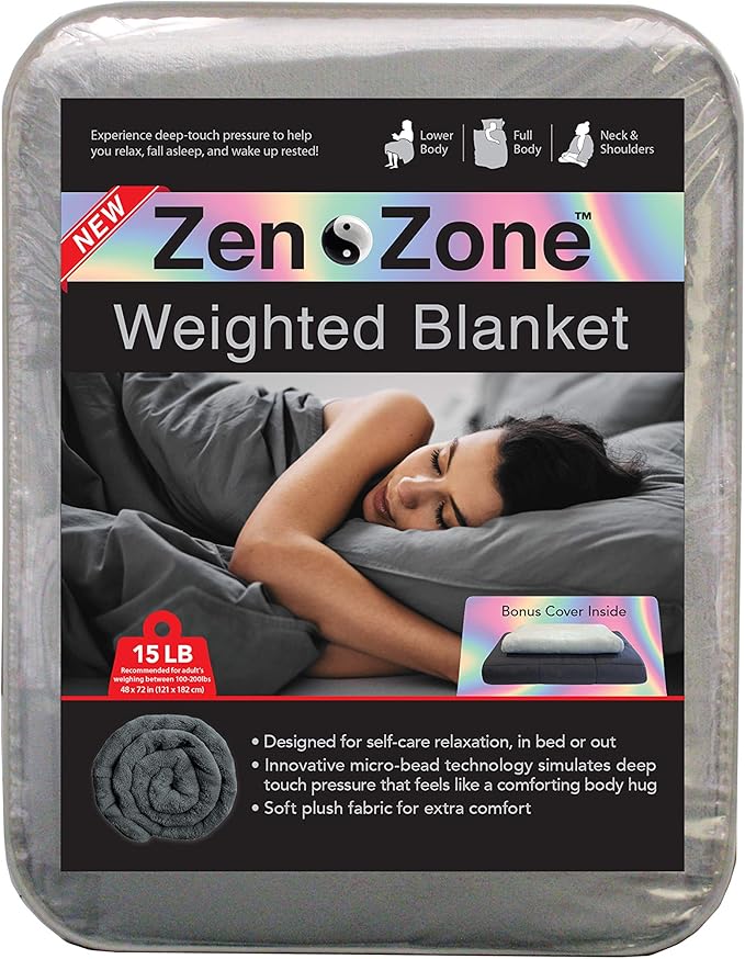 15 lbs Plush Weighted Blanket with Removable & Washable Cover, Grey (48 in. x 72 in.)