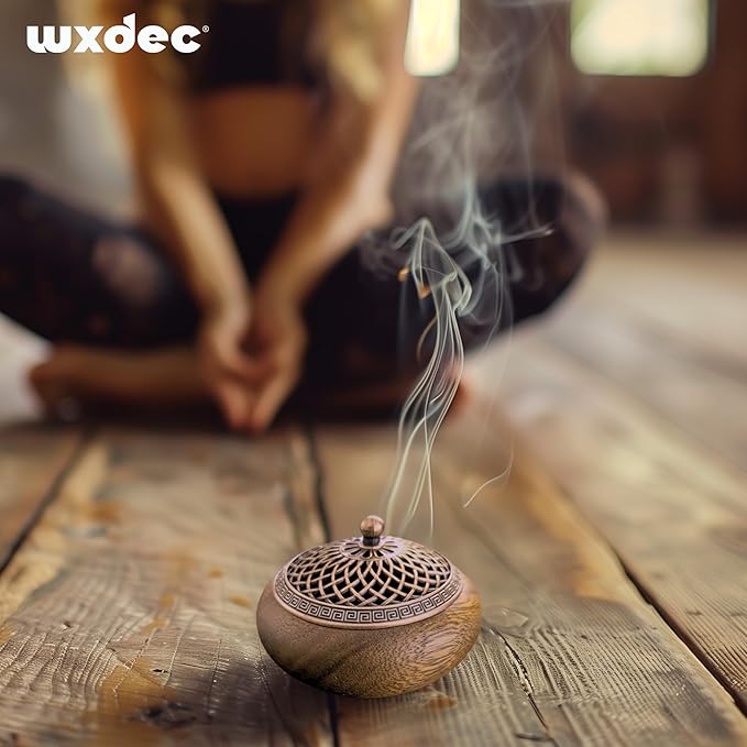Incense Burner, Acacia Wood Incense Burner, Incense Holder for Sticks, Home Decor, Zen Decor, Meditation Tools, Yoga Tools, Round Shape