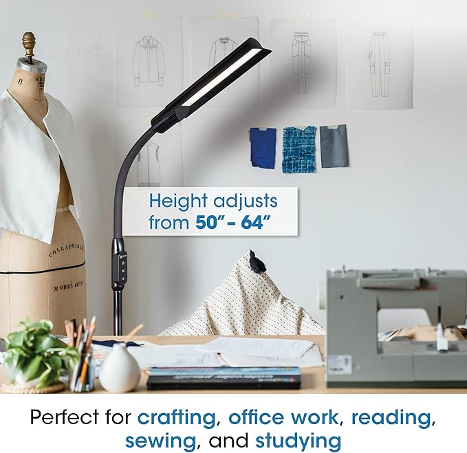 OttLite WingShade LED Floor Lamp with 3 Color Temperatures, ClearSun LED Technology, Floor Lamps for Living Room, Reading Light, Standing Lamp, Floor Lamp for Bedroom, Flexible & Adjustable Tall Lamp