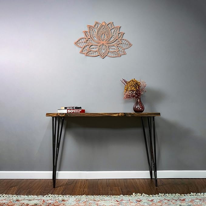 Colorfull Worlds Mandala Metal Wall Decor, Lotus Flower Meditation Room Decor, Minimalist Zen Garden Bohemian Gift for New Year (26.3" x 17" | 67 x 43 cm, Copper)
