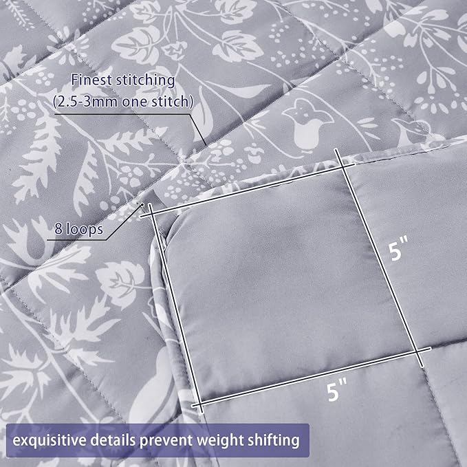 25 lbs Weighted Blanket Queen Size for Adults (60”x 80”, Pearl Grey) Cooling Heavy Blanket for Sleeping Perfect for 240-260 lbs, Winter Thick Breathable Blanket with Premium Glass Bead