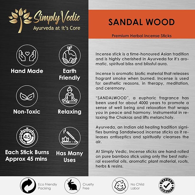 Sandalwood Incense Sticks 250g (Approx. 135 Handmade Sticks) with Free Holder | 45 Min Burn | Natural Charcoal-Free Agarbatti for Meditation, Yoga, Aromatherapy, Relaxation