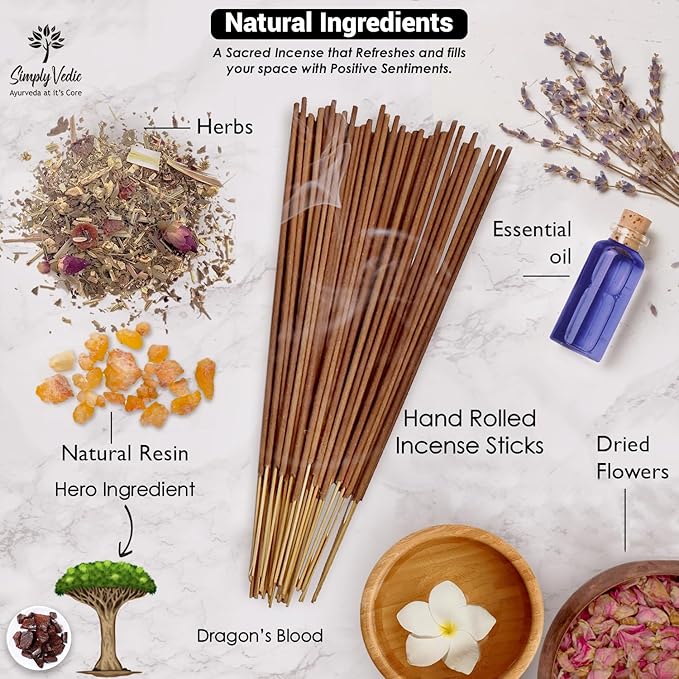 Dragons Blood Incense Sticks – 250g Pack (Approx. 135 Handmade Sticks + Free Holder) | Charcoal-Free | Natural Essential Oils for Meditation, Yoga, Aromatherapy, Prayers & Spiritual Use