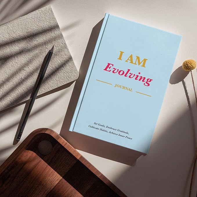 iAmEvolving Journal – Gratitude Journal with Prompts for Goal Setting, Habit Tracking, Mindfulness, Daily Reflection, Affirmations – 2025 Undated Self-Care Notebook for Women & Men (Columbia Blue)
