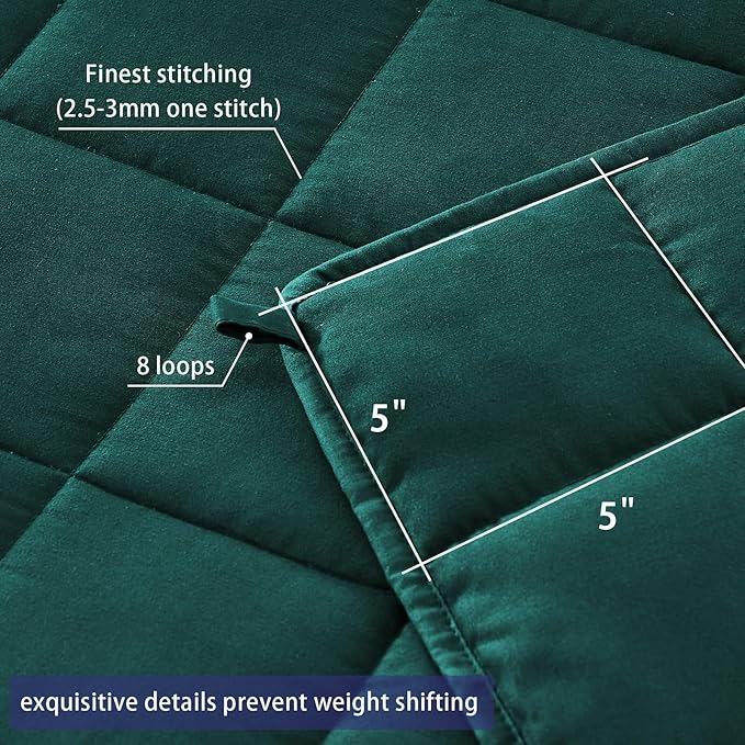 yescool Weighted Blanket for Adults (20 lbs, 48" x 72", Dark GreenG) Cooling Heavy Blanket for Sleeping Perfect for 140-160 lbs, Twin Size Breathable Blanket with Premium Glass Bead, Machine Washable