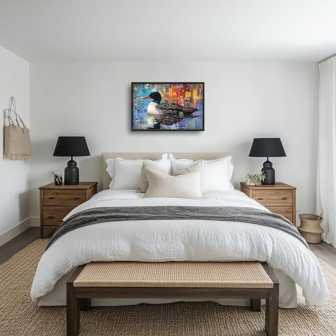 Kylora Mallard Wall Art Duck Pictures Wall Decor Graffiti Duck Prints Modern Artwork Abstract Painting Home Office Decorations For Kitchen Bathroom Bedroom Dining Living Room 36"x24"