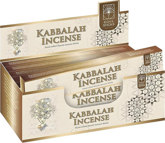 SOUL STICKS Hand-Rolled Incense Sticks Mystic Spirit Blends 180 Gram 12 Pack Box | 100% Natural Masala Incense Organic Home Fragrance Agarbatti (Kabbalah Incense)