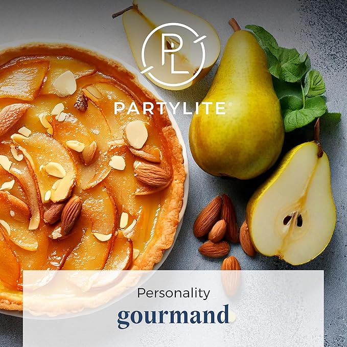 PartyLite 3-Wick Jar Candle, Highly Fragranced Clean Burning Glass Candle, 25-45 Hours Burn Time (Almond Pear Tart)