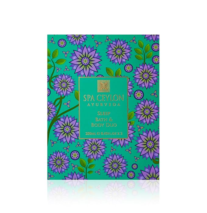 Spa Ceylon Sleep Bath & Body Duo Set | Luxury Lavender Ylang Ylang Body Wash & Lotion Set | Organic & Natural | Aromatherapy Bath Set | 250ml x 2