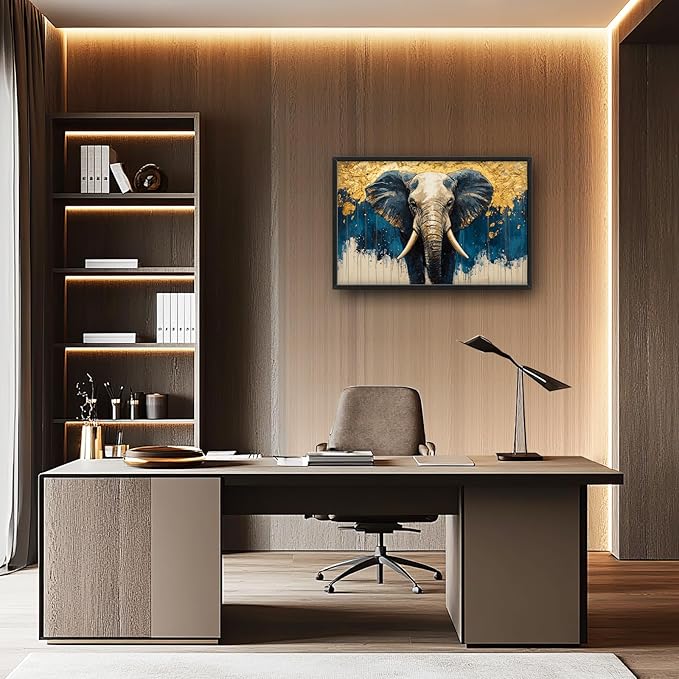 Elephant Large Wall Art Elephant Big Pictures Wall Decor Wild Animals Above Over Bed Canvas Prints Painting Framed Artwork Decoration for Bedroom Living Room Bathroom Office 36"x24"